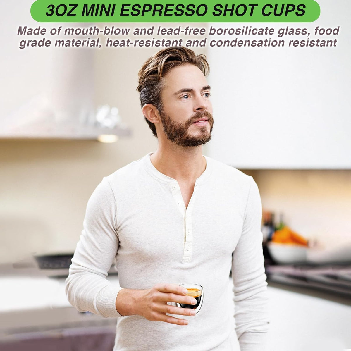 Espresso Cups Set of 2, 3 OZ Expresso Shots Glass Cup, Double Walled Glass Coffee Mugs, Espresso Machine Accessories,Insulated Clear Espresso Shot Glasses Cups,Water Won't Enter Between Double Walls