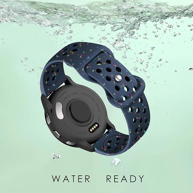22mm Colorful Sport Silicone Band Compatible With Garmin Vivoactive 4/Venu 3/Venu 2, Recycled Plastic Soft Sport Strap Replacement for Forerunner 265/745/255/255 Music Men Women