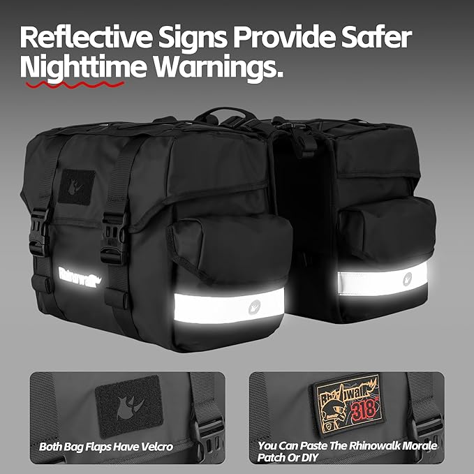 Bike Panniers Bike Bags Waterproof 40L Bicycle Saddle Bags for Rear Rack Luggage Trunk Bag Double Side Pannier Bag with Rain Cover Cycling Accessories, Black-L