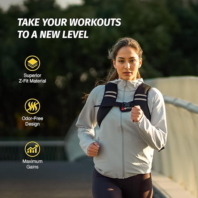 ZELUS Weighted Vest, Z-Fit Soft Iron Weighted Vest for Women and Men, 5lb/10lb/15lb Weight Vest with Reflective Stripes & Adjustable Straps, Ultra Thin Weight Vest for Home Gym Strength Training