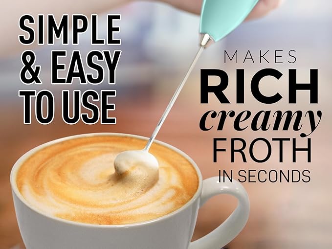 Zulay Powerful Milk Frother for Coffee with Powerful Motor - Handheld Frother Electric Whisk, Milk Foamer, Mini Mixer & Coffee Blender Frother for Frappe, Latte, Matcha, No Stand - Fresh Mint