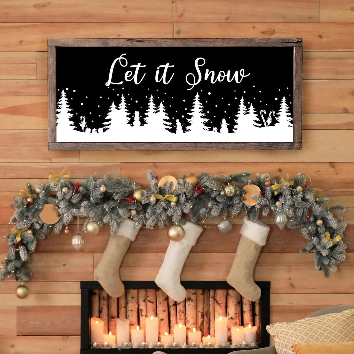 Christmas Stencils for Window Glass Large Christmas Stencil Reusable 53.1” Winter Forest House Village Holiday Drawing Templates for Painting on Window Wall Doormat Glass Wood