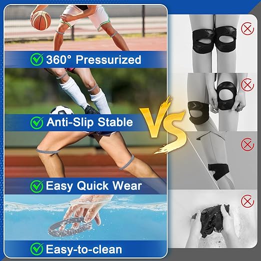 2-Pack Patellar Strap for Knee Pain Relief-Breathable & Lightweight Patellar Tendon Support Strap for Basketball, Running, Hiking-Stabilizing Knee Brace for Men, Women & Kids(Pattern Gray)