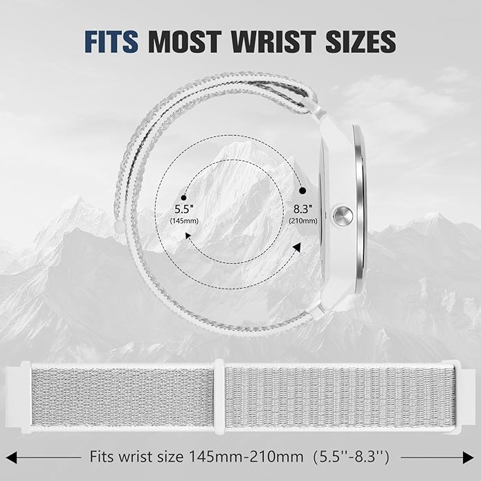 18mm 20mm 22mm Hook and Loop Watch Band Compatible with Garmin Vivoactive 5/ Vivoactive 6/ Vivoactive 3, Soft Nylon Breathable Sport Strap for Venu 2S/ Venu3S/ Forerunner 265s,Venu 3/ Venu 2 Men Women