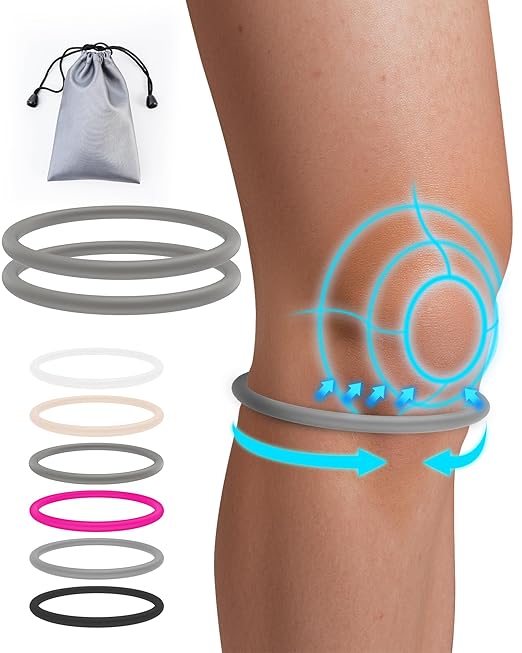 2PCS Patella Band for Knee Pain Relief, Patellar Tendon Support Strap for Tennis, Running, Jumpers, Soccer, Basketball and Hiking, Breathable & Lightweight Patella Stabilizer Knee Strap Brace Support for Women and Men, Comes with Storage Bag (Grey)