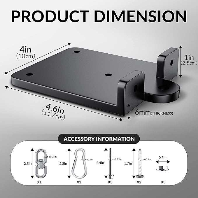 1200lb Heavy Punching Boxing Bag Hanger, 360° Beam Punching Bag Hanger, Rafter Heavy Bag Mount Hook, Punching Bag Mounting Bracket, Rotation Wall Ceiling Mount Bracket for Muay Thai,Yoga Swing,Hammock