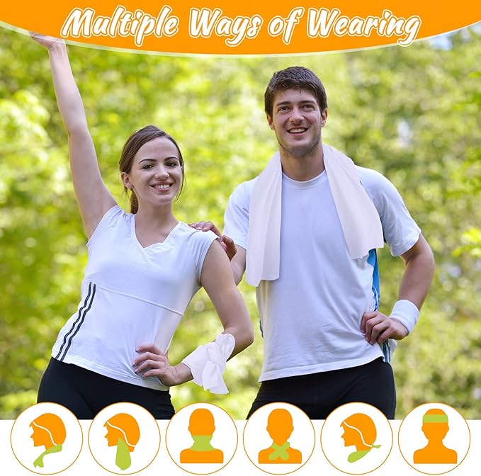 20 Pcs Cooling Towel 40" x 12" Ice Towel for Neck and Face Microfiber Chilly with Bag Breathable Yoga Gym Stay Cool Towels Sweat Rag for Workout Running Camping Pilates Beach Accessories (White)