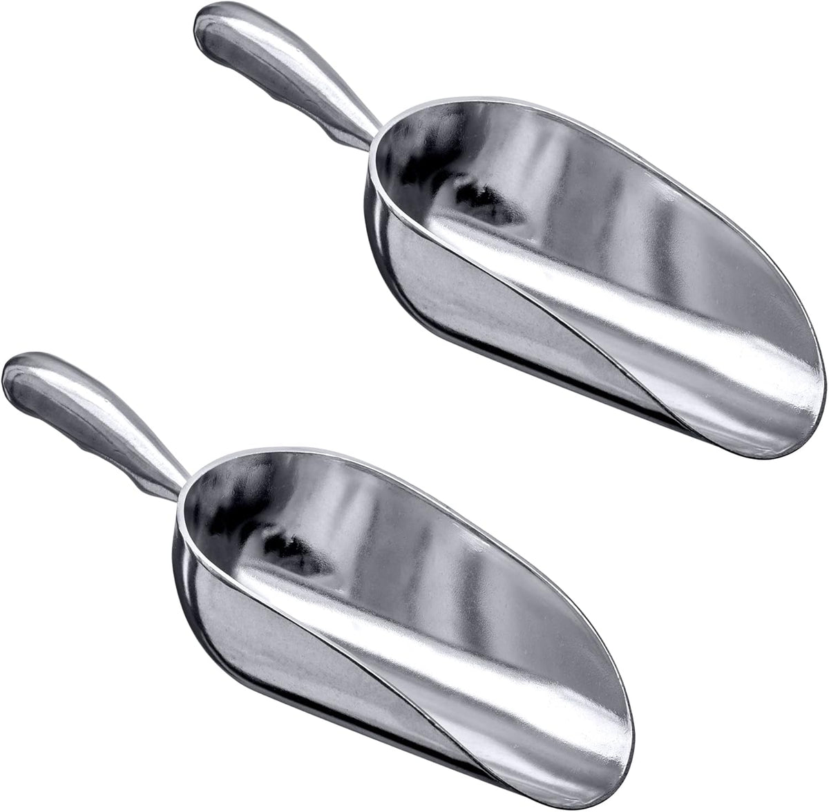 Amazing Abby - Elsa - 12-Ounce Aluminum Ice Scoops (Set of 2), Cast Aluminum Utility Scoops, Food-Grade, Good for Home and Commercial Use, NOT Dishwasher-Safe, Hand-Wash Recommended