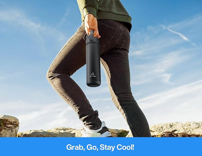 26 oz Insulated Water Bottle with 2-in-1 Straw and Spout Lid, Keep Cold 24H, Leak-Proof, Fits in Car Cup Holder, Stainless Steel Water Bottle for Sports, Travel, Gym, and School (Tidal Echo)