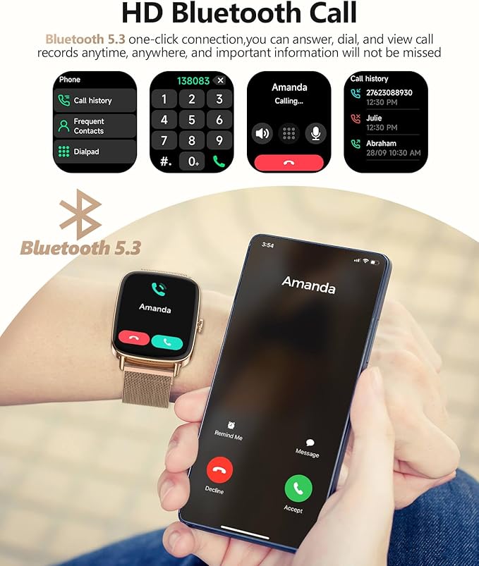 2025 Smart Watches for Women, 1.85" AI Voice Smartwatch, 24/7 Heart Rate Monitor, Stress/SpO2/Sleep Tracker, IP68 Waterproof, Weather, 100+ Sports Fitness Tracker for Android iOS Gold Metal