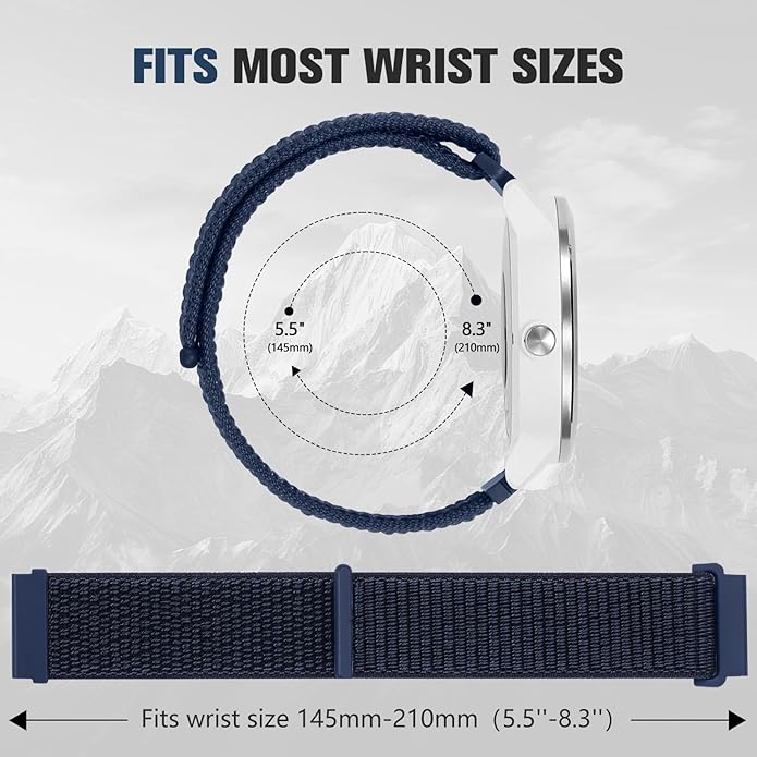 18mm 20mm 22mm Hook and Loop Watch Band Compatible with Garmin Vivoactive 5/ Vivoactive 6/ Vivoactive 3, Soft Nylon Breathable Sport Strap for Venu 2S/ Venu3S/ Forerunner 265s,Venu 3/ Venu 2 Men Women