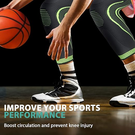 2 Pack Full Leg Compression Sleeves, Long Knee Brace Support for ACL,PCL, Meniscus Tear, Arthritis, Tendinitis, Joint Pain Relief, Men And Women (Green, Small)