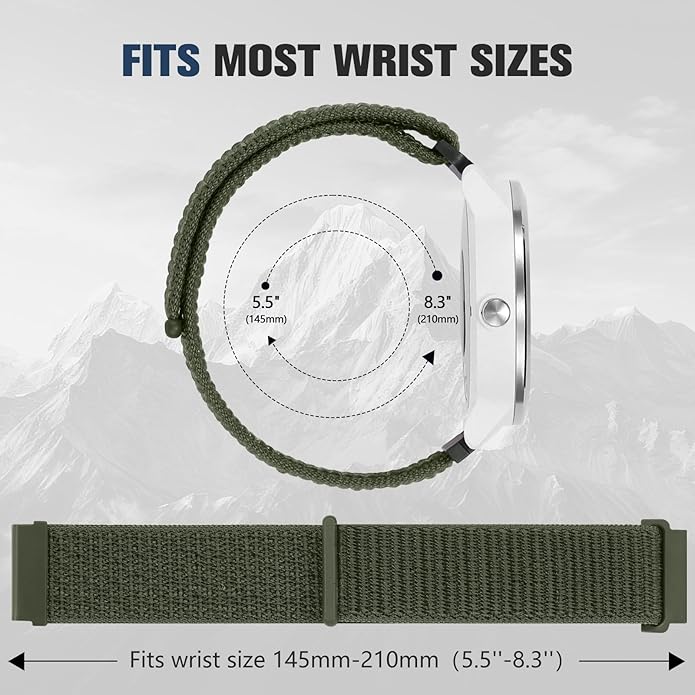 18mm 20mm 22mm Hook and Loop Watch Band Compatible with Garmin Vivoactive 5/ Vivoactive 6/ Vivoactive 3, Soft Nylon Breathable Sport Strap for Venu 2S/ Venu3S/ Forerunner 265s,Venu 3/ Venu 2 Men Women