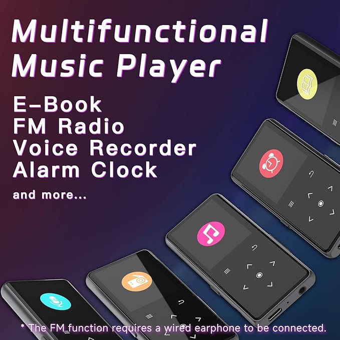 128GB MP3 Player with Bluetooth, Portable Music Player with Built-in Speaker, Enjoying Your Digital Music and Audiobooks Anytime,Includes FM Radio,Recorder,E-Book,and Comes with Earphones