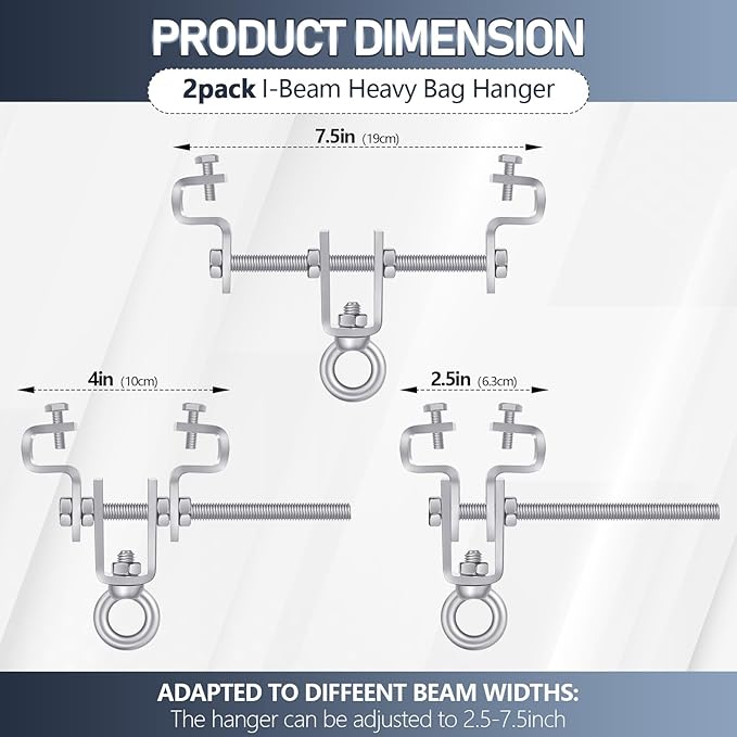 2 Pcs Heavy Bag Mount Steel Beam Clamp I Beam Hanger Punching Bag Hanger for Heavy Punching Bag Bracket, Beam Hanger with Hook, Ceiling Mount for Boxing Bag