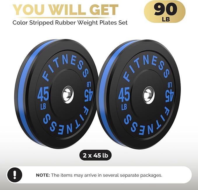 2 Inch Bumper Plates,10-500lbs,Barbell Rubber Olympic Weight Plates Set for Home Gym, Strength Training & Weight Lifting, Multiple Options Colors