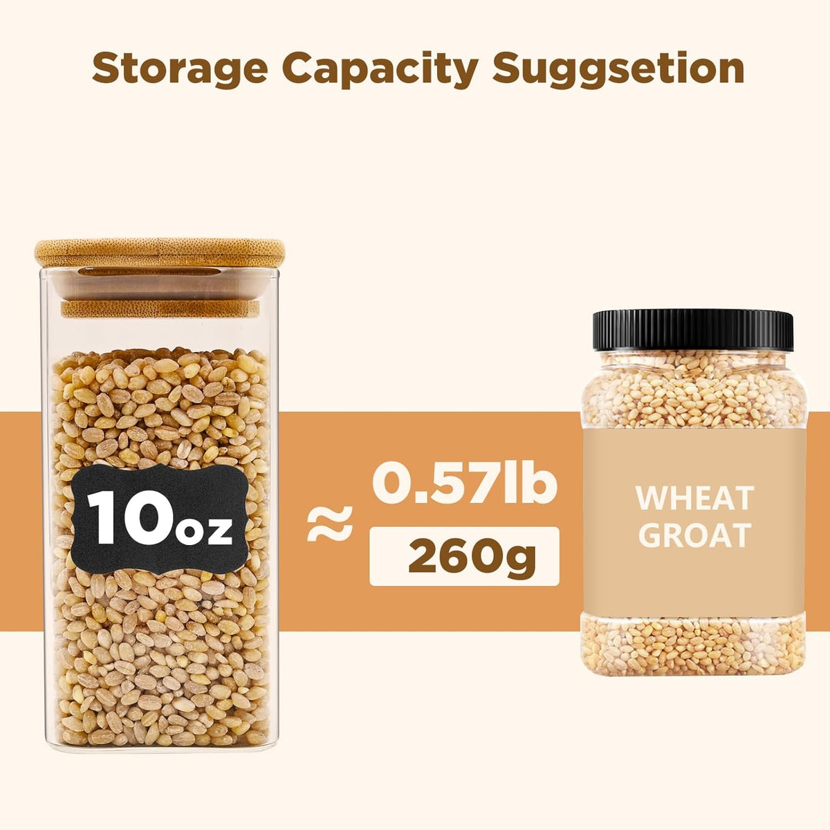 Glass Food Storage Jars Square 10oz, 12 Pack Glass Jars With Bamboo Lids, Kitchen Storage Containers For Spice, Candy, Cookie, Storage For Pantry Organizers