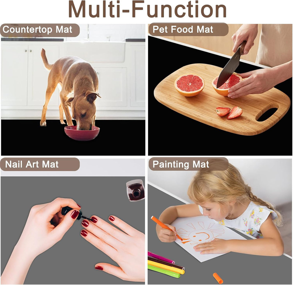 Silicone Mats for Kitchen Counter, 48"x32"(120cmx80cm) Large Heat Resistant Mat Kitchen Island Waterproof Countertop Protector Mat Nons-slip Extra Large Counter Mat, Semitransparent