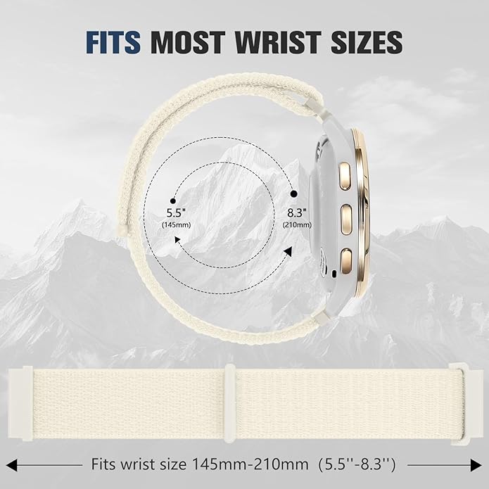 18mm 20mm 22mm Hook and Loop Watch Band Compatible with Garmin Vivoactive 5/ Vivoactive 6/ Vivoactive 3, Soft Nylon Breathable Sport Strap for Venu 2S/ Venu3S/ Forerunner 265s,Venu 3/ Venu 2 Men Women