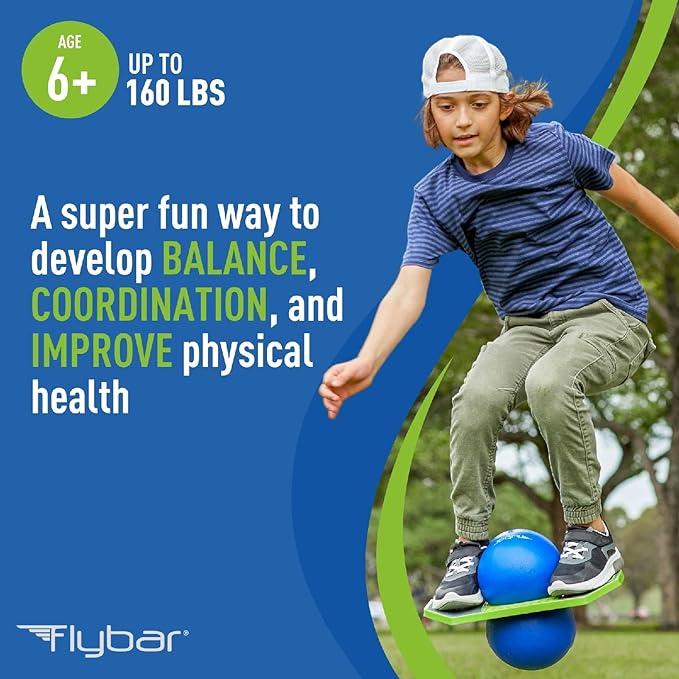 Flybar Pogo Trick Ball for Kids, Bounce Board for Boys and Girls Ages 6+, Up to 160 lbs, Includes Pump, Easy to Carry Handle, Durable Plastic Deck Indoor, Outdoor Toy Pogo Jumper,