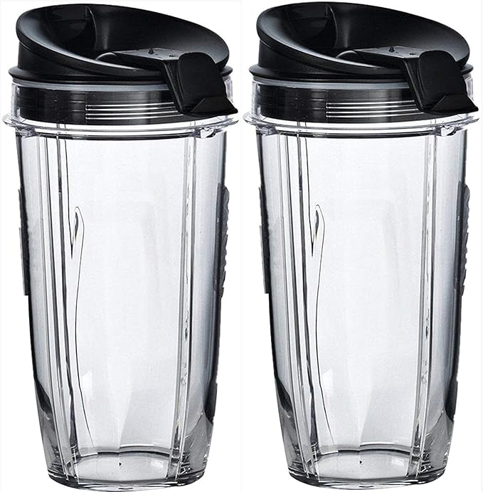 24 oz Blender Cups with Sip & Seal Lid, 2-Pack – Compatible Replacement for Personal Blenders – BPA-Free, Leak-Proof, Portable Smoothie Shake Travel Bottles