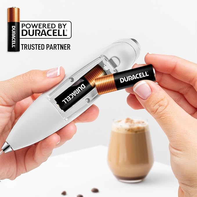 Zulay Kitchen Tornado Whisk Milk Frother with 4 AA Duracell Batteries - Triple Whisk for More Power - Handheld Coffee Frother with Stand - Drink Mixer for Lattes, Matcha & Protein Shakes