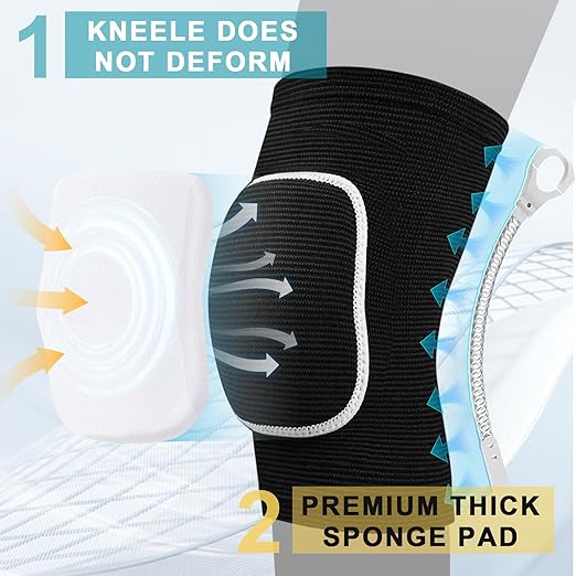 2 Pair Stretchy Knee Pads Knee Brace for Men Women Youth Soft Brace Breathable Sleeve Protective Volleyball Football Dance Tennis Running Cycling Workout Climbing Jogging (black and pink,Large)