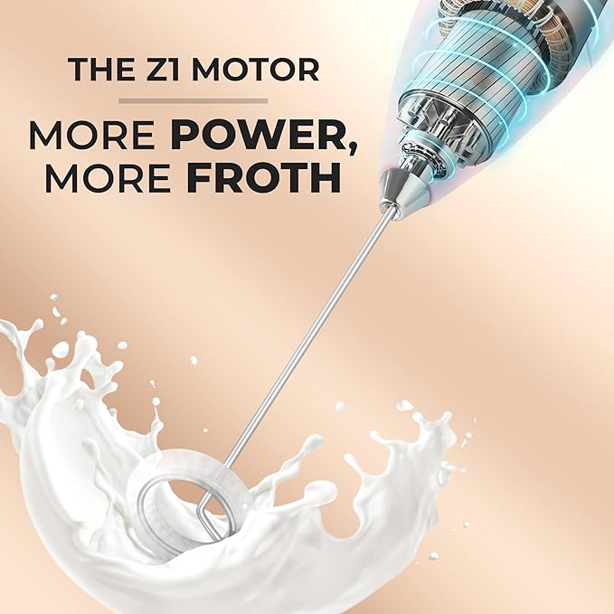 Zulay Powerful Milk Frother for Coffee with Upgraded Titanium Motor - Handheld Frother Electric Whisk, Milk Foamer, Mini Mixer and Coffee Blender Frother for Frappe, Latte, Matcha, No Stand - Pink