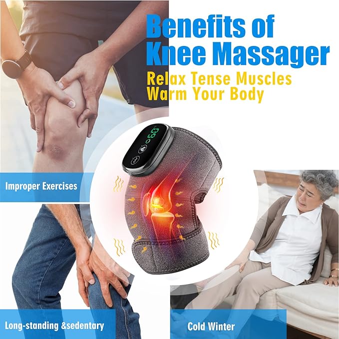 2PCS Cordless Knee Massager with Heat and Vibration, Knee Heating Pads, Heated Knee Braces,Heating Pad for Knee Elbow Shoulder Relax