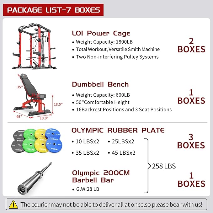Power Rack Power Cages Multi-Function Squat Rack with Cable Crossover System Selectable More Training Attachment Weight Cage for Garage Home Gym