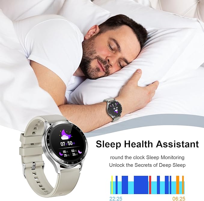 2 in 1 Smart Watch with Earbuds, 1.39 Inch Round Fitness Watch, Bluetooth Watch with Step, Calories, Tracker with Blood Oxygen Heart Rate Sleep Monitor for iOS & Android (White)