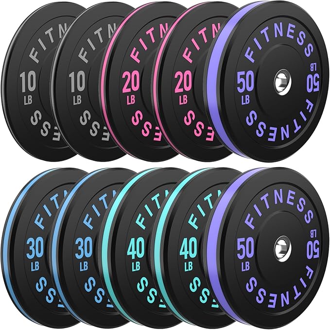 2 Inch Bumper Plates,10-500lbs,Barbell Rubber Olympic Weight Plates Set for Home Gym, Strength Training & Weight Lifting, Multiple Options Colors