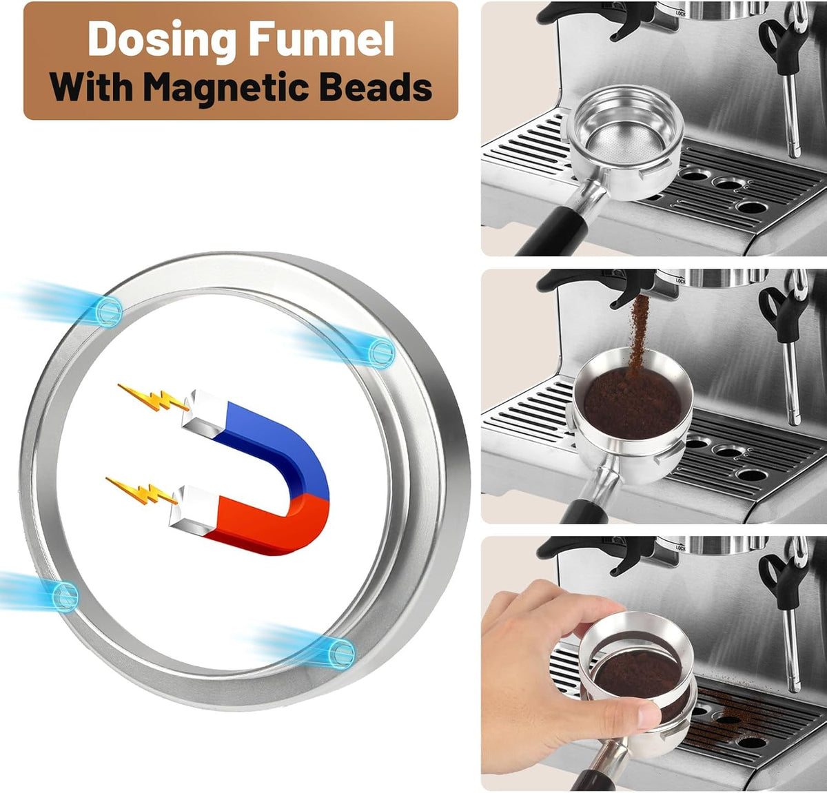 51mm Espresso Tools – Coffee Distributor and Tamper Leveler, WDT Tool, Magnetic Dosing Funnel and Puck Screen with Remover, Espresso Accessories Kit Fits 51mm Portafilters and Espresso Machines