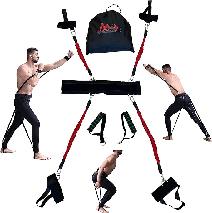 Boxing Resistance Bands for MMA Martial Arts Resistance Training at Home for Punches/Kicks, 150lbs Exercise Bands Full Body Fitness Workout to Enhance Explosive Power/Speed/Agility