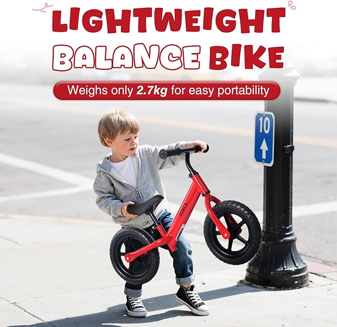 12 inch Toddler Balance Bike Adjustable Handlebar & Seat Anti-Slip Grip Suitable for 2-5 Years Old with Footrest Lightweight for Tolddlers Boys Girls Multiple Colors to Choose