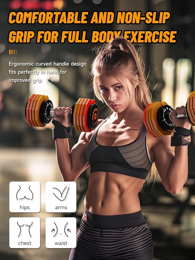 Adjustable Dumbbells Set 12.5LB/22.5LB Pair, 1-Sec Fast Adjustable 5 Weights by Turning Handle, Premium Comfort Non-slip Metal Dumbbells with Tray, Compact Size for Full Body Home Workout