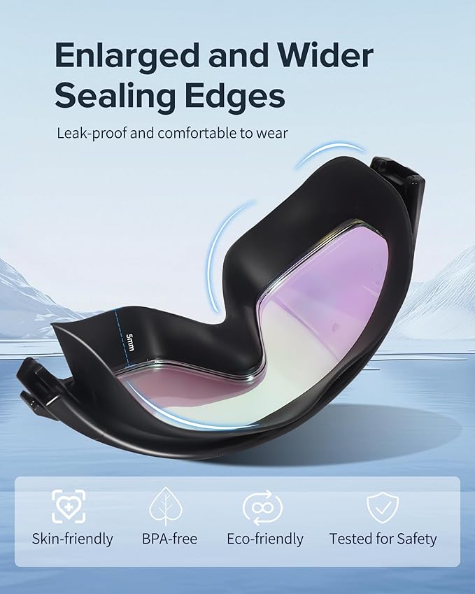 Adult Swimming Goggles,Leak-Proof,Anti-Fog Pool Glasses,Wide View Swim Goggles with Ear Plugs and Nose Clip
