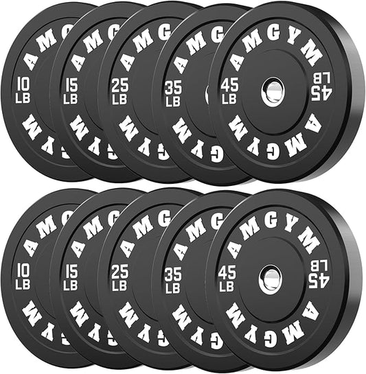 2 Inch Bumper Plates,10-500lbs,Barbell Rubber Olympic Weight Plates Set for Home Gym, Strength Training & Weight Lifting, Multiple Options Colors
