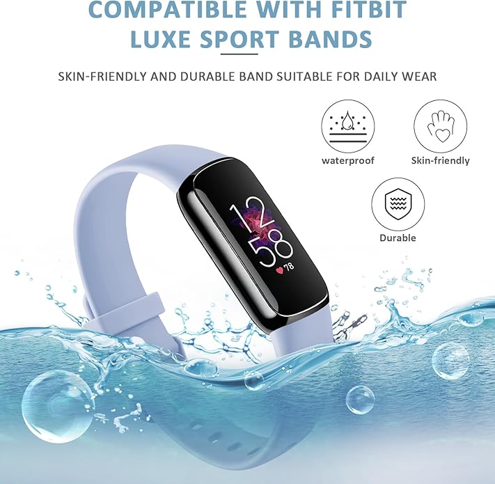 2-Pack Bands for Fitbit Luxe Bands for Women Men, Soft Silicone Wristband Replacement Strap for Fitbit Luxe Special Edition Fitness Tracker