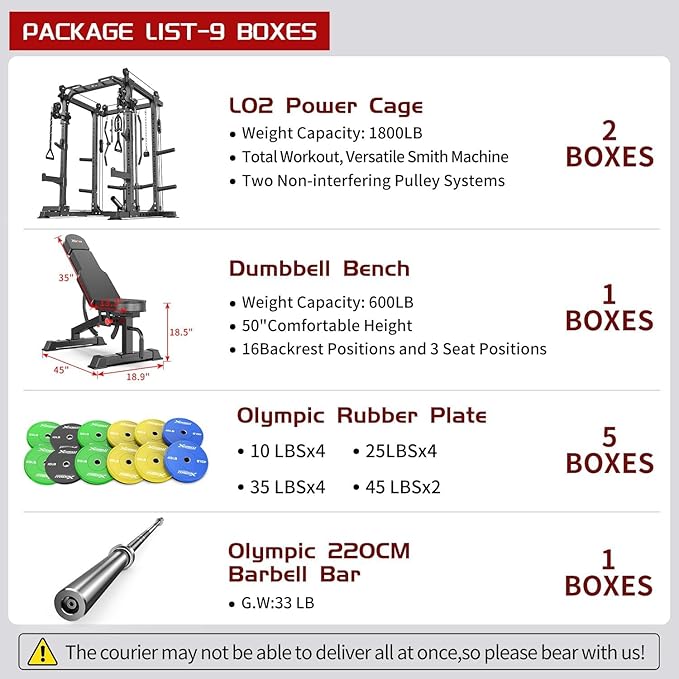 Power Cage Multi-Function Power Rack with Cable Crossover System,1800 LBS Capacity Squat Rack with Weight Bench,for Home Gym