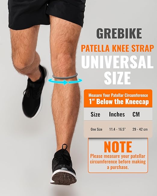 2PCS Patella Band for Knee Pain Relief, Patellar Tendon Support Strap for Tennis, Running, Jumpers, Soccer, Basketball and Hiking, Breathable & Lightweight Patella Stabilizer Knee Strap Brace Support for Women and Men, Comes with Storage Bag (Grey)
