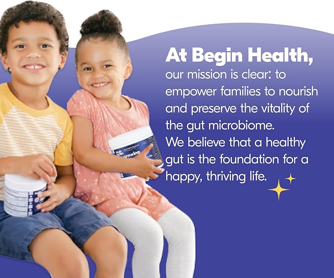 Begin Health Growing Up Prebiotics for Kids 56-Packs | Prebiotic Soluble Powder Stool Softeners and Digestive Gut Health Supplement | Ideal to Mix with Kids Daily Beverages and Soft Foods - Unflavored