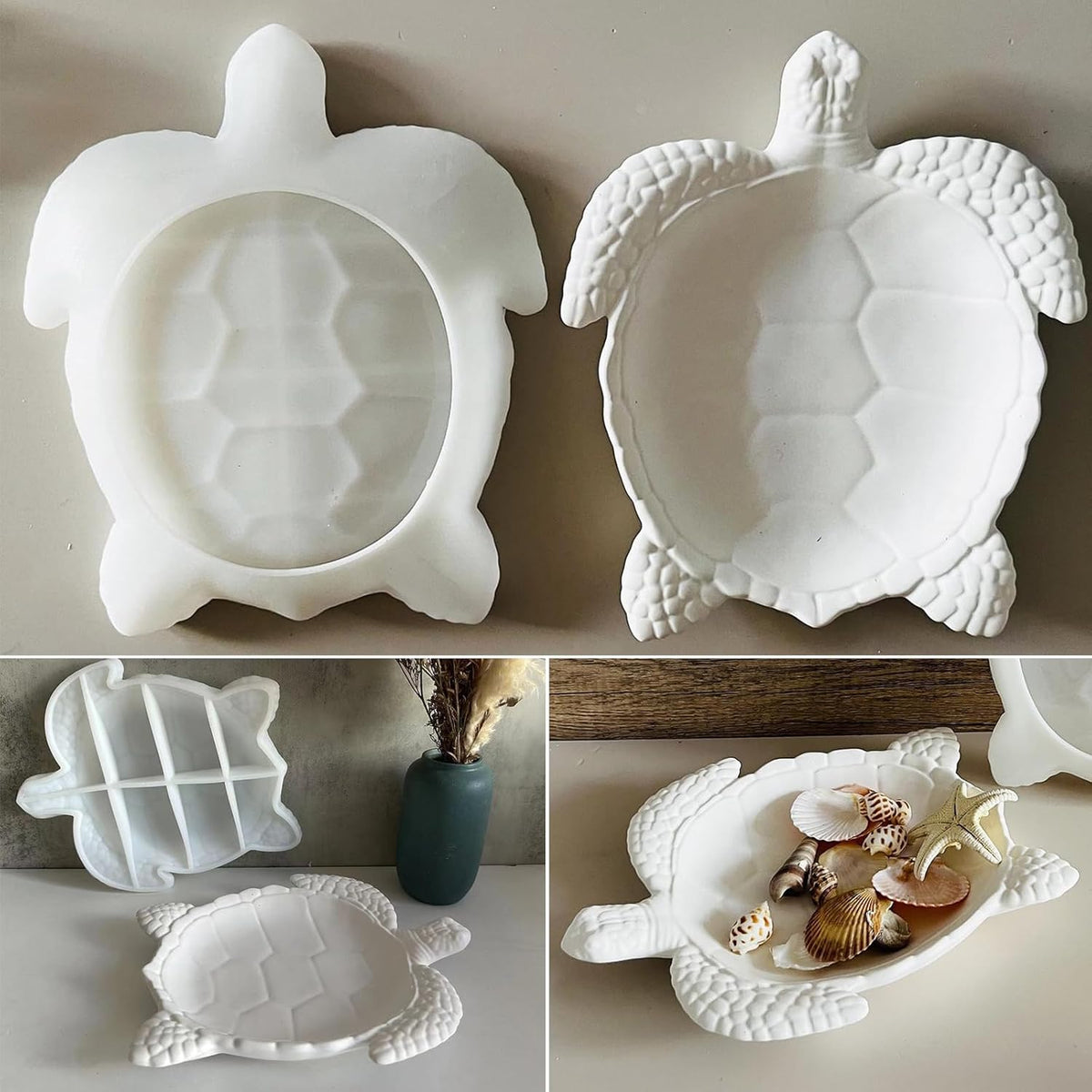 Wehous Texture Turtle Tray Resin Mold, Storage Tray Silicone Molds for Epoxy Resin, Creative Marine Animal Container Jewelry Holder Trinket Plate Mold Turtle Concrete Clay Craft Halloween Home Decor