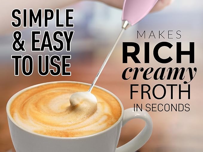 Zulay Powerful Milk Frother for Coffee with Upgraded Titanium Motor - Handheld Frother Electric Whisk, Milk Foamer, Mini Mixer and Coffee Blender Frother for Frappe, Latte, Matcha, No Stand - Pink