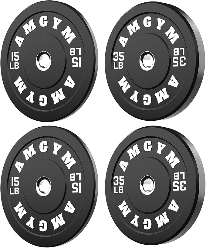 2 Inch Bumper Plates,10-500lbs,Barbell Rubber Olympic Weight Plates Set for Home Gym, Strength Training & Weight Lifting, Multiple Options Colors