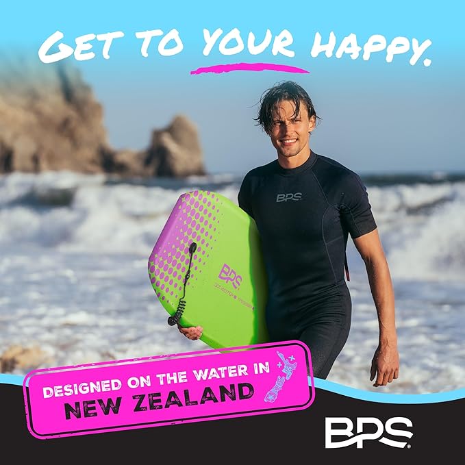 BPS 'Storm' Bodyboard with Premium Coiled Leash - Lightweight with EPS Core, Durable for All Wave Conditions