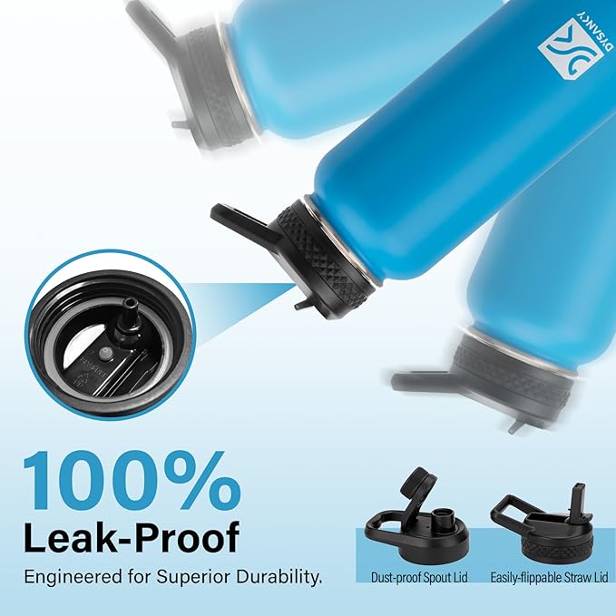 Insulated Water Bottle | Thickened Stainless Steel Vacuum Metal | Portable Sports Water Jug for Gym and Hiking with Straw, Carrier Bag, Handle Strap | BPA-Free 32 oz