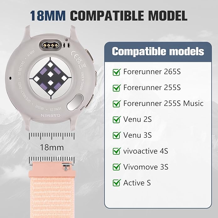 18mm 20mm 22mm Hook and Loop Watch Band Compatible with Garmin Vivoactive 5/ Vivoactive 6/ Vivoactive 3, Soft Nylon Breathable Sport Strap for Venu 2S/ Venu3S/ Forerunner 265s,Venu 3/ Venu 2 Men Women