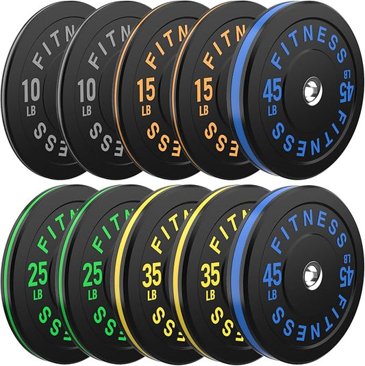 2 Inch Bumper Plates,10-500lbs,Barbell Rubber Olympic Weight Plates Set for Home Gym, Strength Training & Weight Lifting, Multiple Options Colors