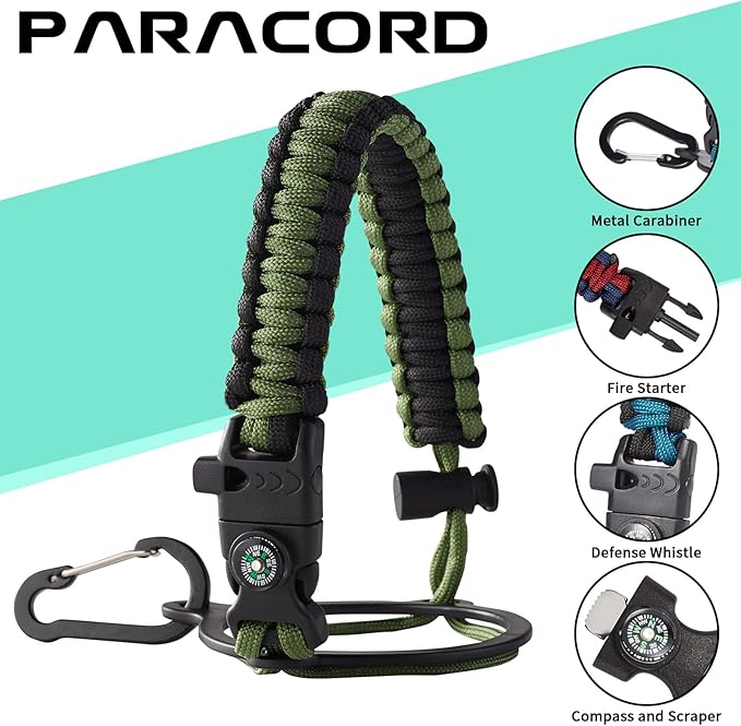 128 OZ Insulated Water-Bottles with Strap - 1 Gallon Water Jug with Straw & Spout Lid, Stainless Steel Large Water Bottle Leak Proof, Cold-48h Hot-24h Metal Water Flask w/Paracord Handle, Carrier Bag